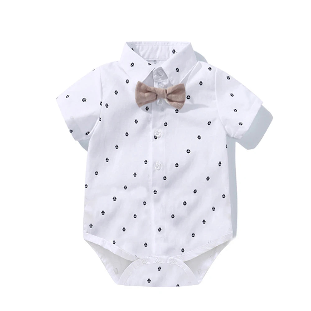 Hot Baby Boy Clothing Suit Newborn Handsome Romper Bow Set Birthday Festival Gift Jumpsuit Hat Toddler Boys Wedding Outfit Dress