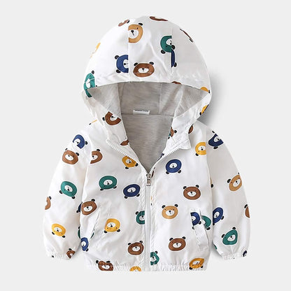 Toddler Baby Boys Girls Cartoon Dinosaur Print Hooded Jacket Long Sleeve Windproof Coats Zip up Trench Windbreaker Outerwear